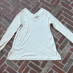 Soft Surroundings Cream Double V-neck Tunic